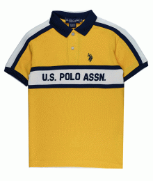 Uspa Yellow Wt Blue & White Us Polo Assn Inscrip  Polo Shirt 